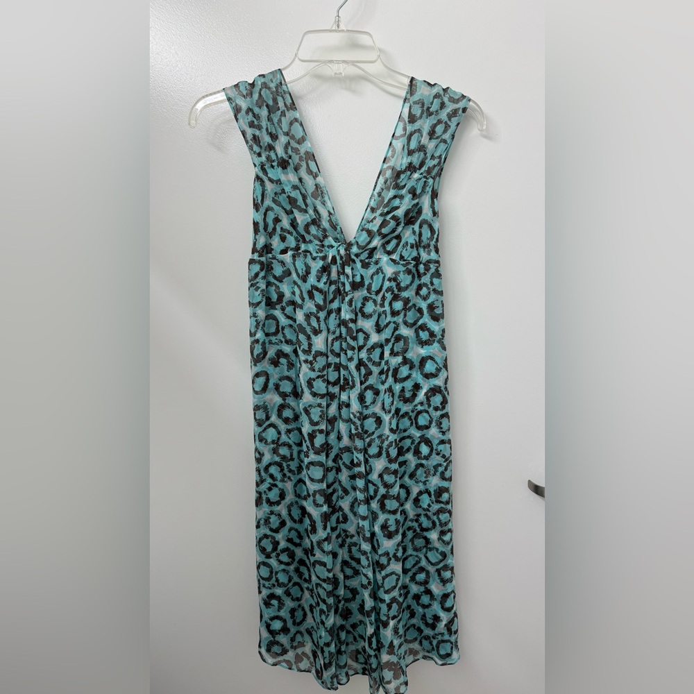 Diane Von Furstenberg Teal and Brown Silk Dress